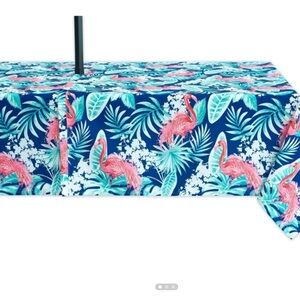 Tropical Flamingo Tablecloth - Navy Blue & Pink